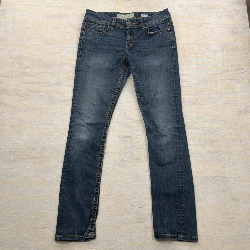 BKE Denim Culture Jeans 31 R Straight Leg Contrast Stitch Blue Womens